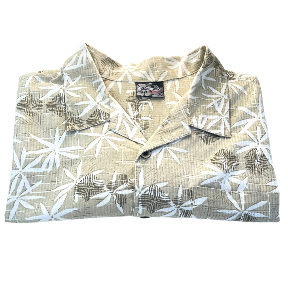OP Sport Floral Short Sleeve Button Up Shirt In Tan & Cream ***XL - No Size Tag